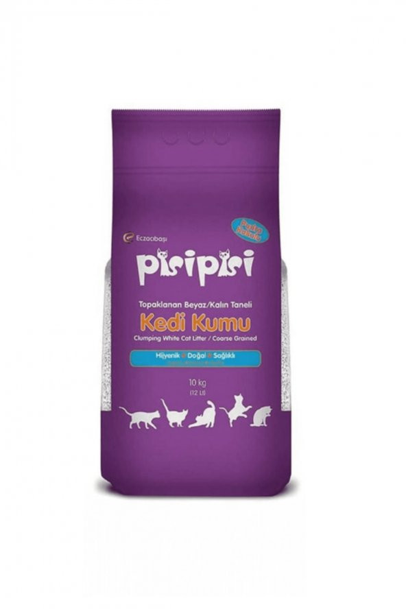 Pisipisi Pudra Kokulu Kalın Taneli Kedi Kumu 10kg - 1