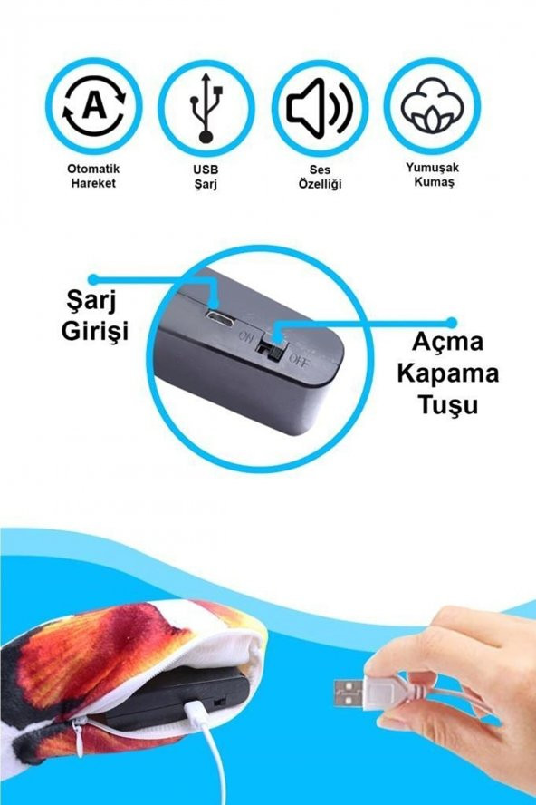 Hareketli Titreşimli Oynayan Balık Kedi Oyuncak Mjgn-52c - 2