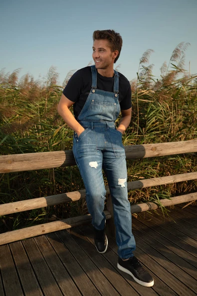 Erkek Jean Tulum Pantolon Koyu Mavi - Resim 2