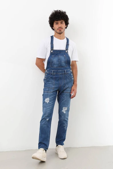 Erkek Jean Tulum Pantolon Koyu Mavi - Resim 3