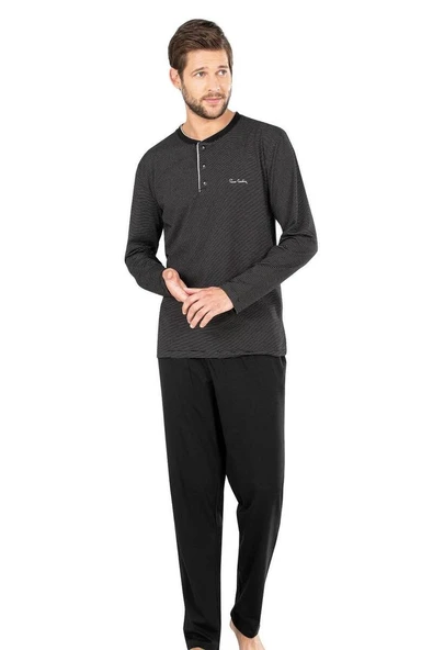 Erkek Penye Çizgili Pijama Lacivert - 5