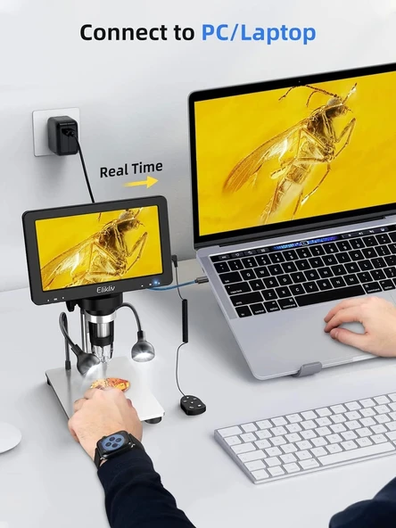 Elikliv 7 Inc LCD Dijital Mikroskop 1200X, 1080P 12MP Hassas Odaklama - 3