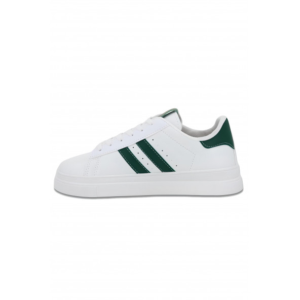 Plx Bağcıklı Beyaz Yeşil Detaylı Spor Ayakkabı Yürüyüş Günlük Ayakkabı Sneaker - 2