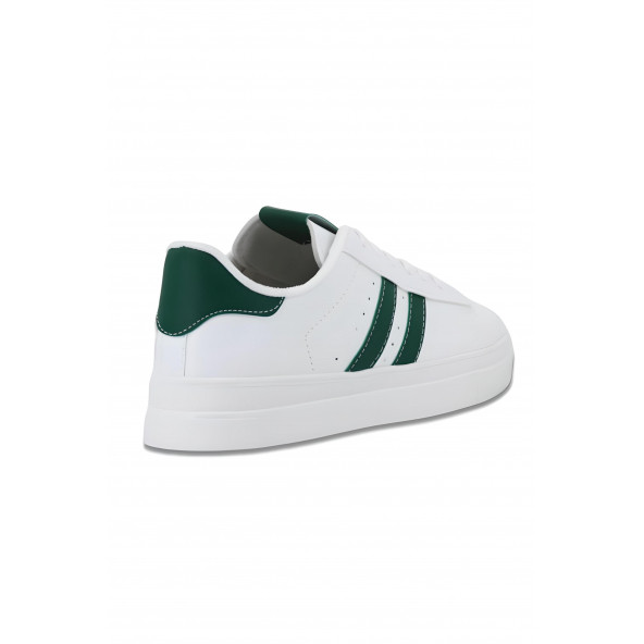 Plx Bağcıklı Beyaz Yeşil Detaylı Spor Ayakkabı Yürüyüş Günlük Ayakkabı Sneaker - 3