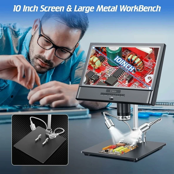 Elikliv EDM12 10 Inc LCD Dijital Mikroskop, 50X-1300X - 2