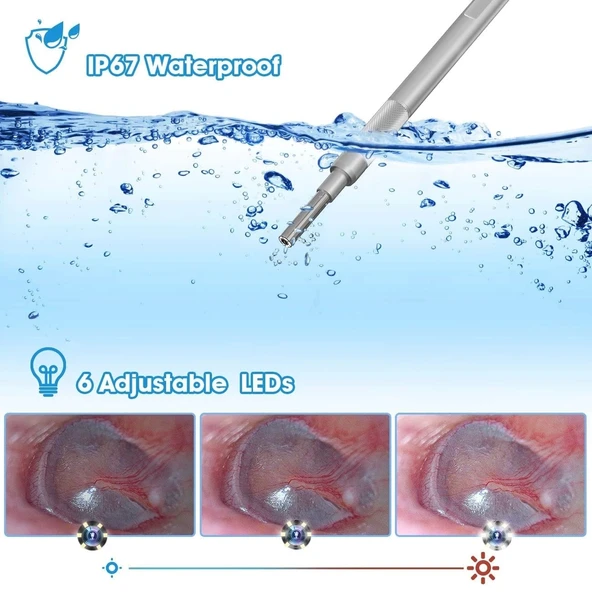 Hiacinto Kulak Kiri Temizleme Aleti, 7 Inc IPS Ekran 3.9mm HD Kameralı - 4