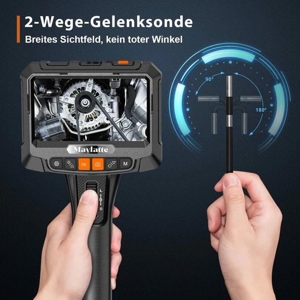 Maylatte Eklemli Boroskop, İki Yönlü Muayene Endoskopu - 1.7m Kablo - 2