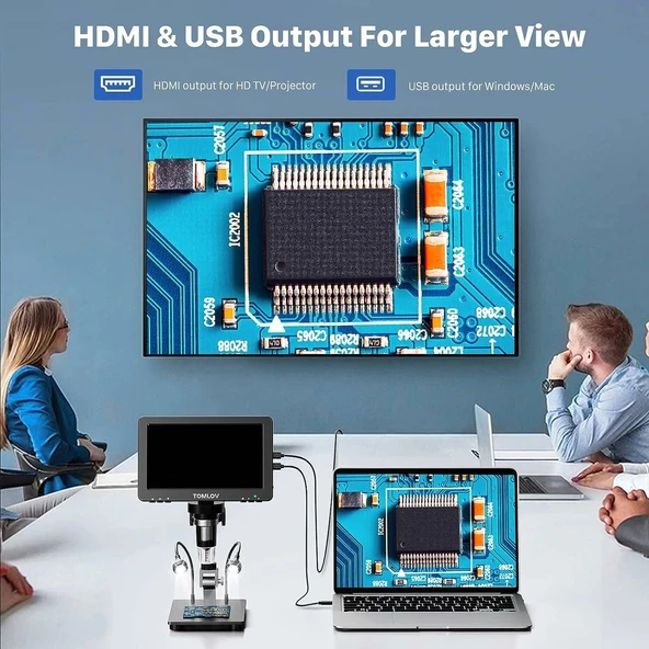 TOMLOV DM9 Pro IPS 7 Inc HDMI Dijital Mikroskop 1200X, 1080P 16MP - 3