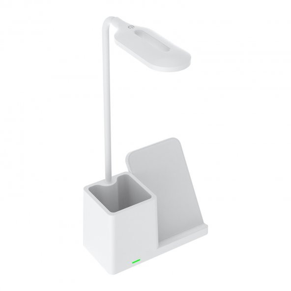 S-link SL-M9054 Beyaz TypeC 10W Kablosuz Şarj Cihazı Kalemlikli Masa Lambası