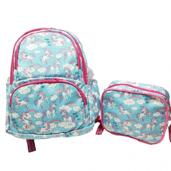 Tek Boynuzlu At Baskılı Kız Çocuk Okul Sırt Çantası
