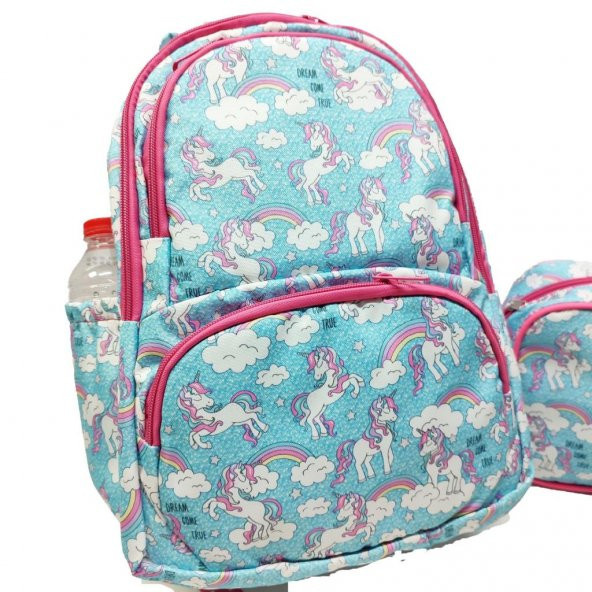 Tek Boynuzlu At Baskılı Kız Çocuk Okul Sırt Çantası - 2