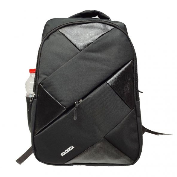 Önünde Çapraz Fermuar Detaylı Sırt Çantası Siyah Renk