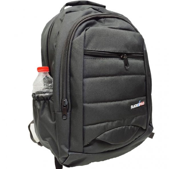 Yatay Fermuar ve Dikiş Detaylı Sırt Çantası Siyah Renk - 2