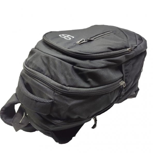 Dikey Fermuarlı Spor Model Sırt Çantası Siyah Renk - 5