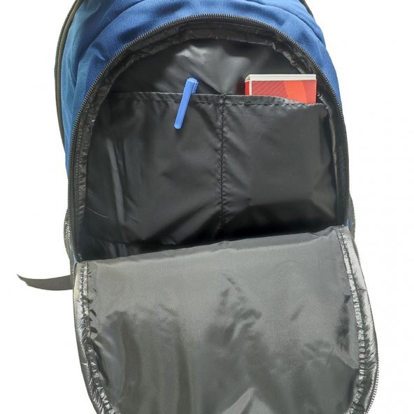 Dikey Fermuarlı Spor Model Sırt Çantası Mavi Renk - 4