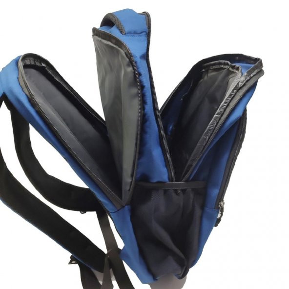 Dikey Fermuarlı Spor Model Sırt Çantası Mavi Renk - 5