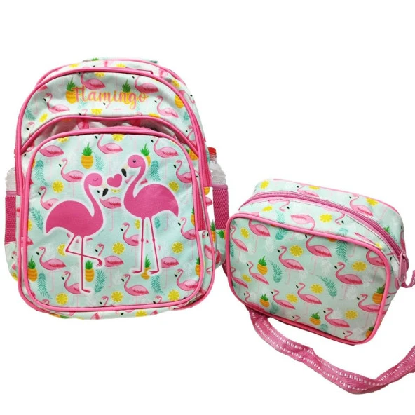 Flamingo Baskılı Pembe Renk Kız Çocuk Okul Sırt Çantası - 7