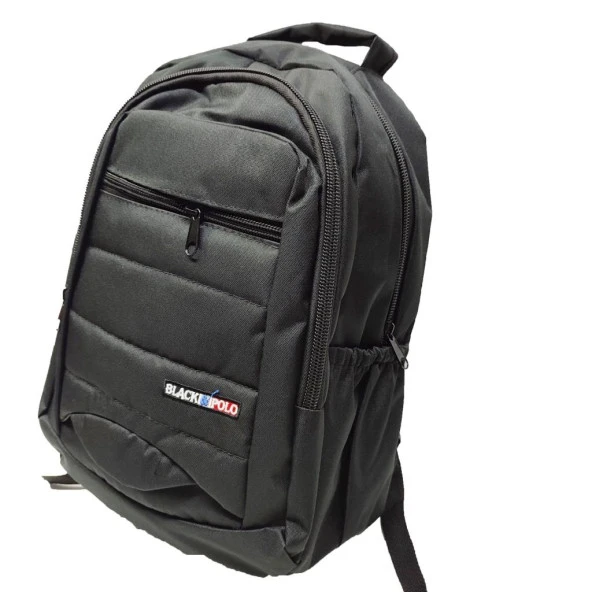 Yatay Fermuar ve Dikiş Detaylı Sırt Çantası Siyah Renk - 12