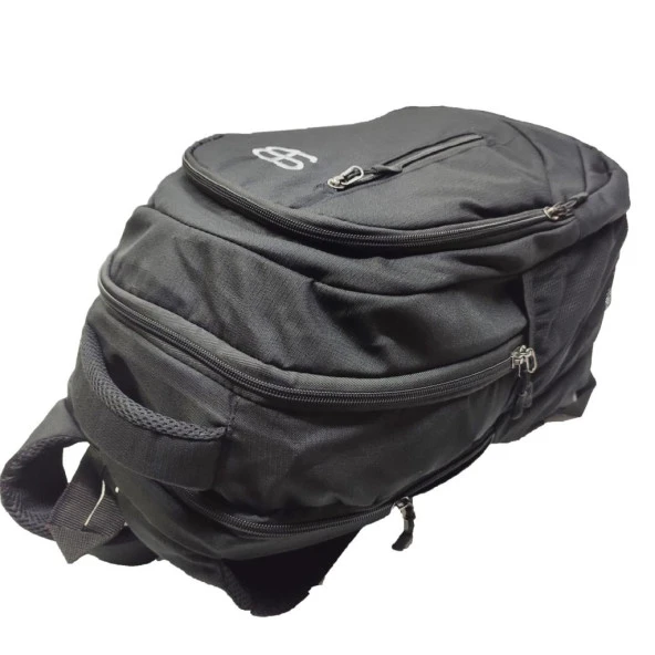 Dikey Fermuarlı Spor Model Sırt Çantası Siyah Renk - 10