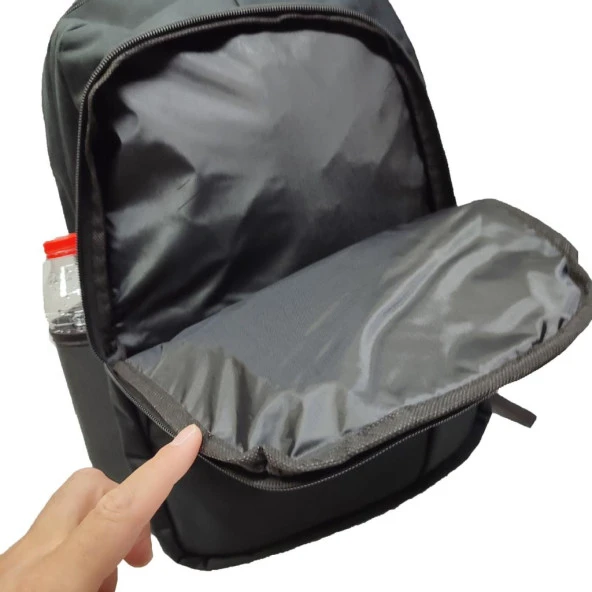 Çapraz Fermuar Detaylı Spor Model Sırt Çantası Siyah Renk - 8