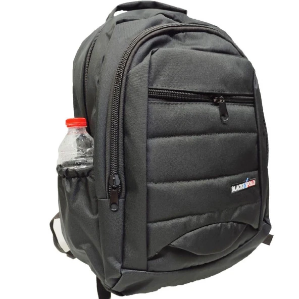 Yatay Fermuar ve Dikiş Detaylı Sırt Çantası Siyah Renk - 11