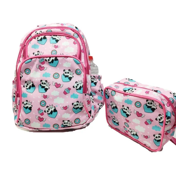 Sevimli Panda Baskılı Kız Çocuk Okul Sırt Çantası - 11