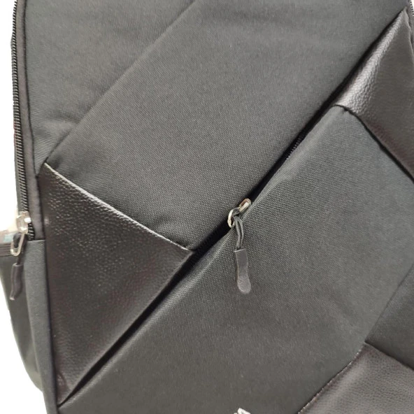 Önünde Çapraz Fermuar Detaylı Sırt Çantası Siyah Renk - 7