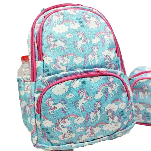 Tek Boynuzlu At Baskılı Kız Çocuk Okul Sırt Çantası - 7