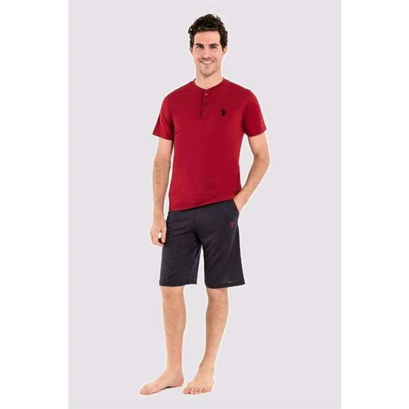 U.S. Polo Assn Erkek 3lü Pijama Takımı Bordo - 2