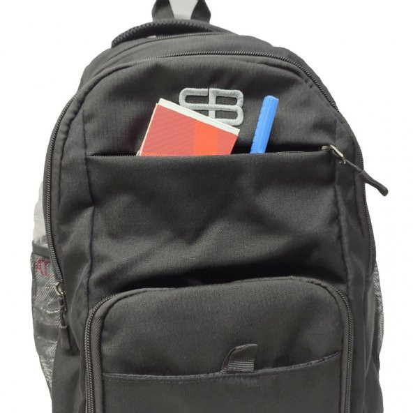 Yatay Fermuarlı Detaylı Spor Model Sırt Çantası Siyah Renk - 2