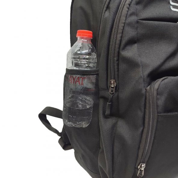 Yatay Fermuarlı Detaylı Spor Model Sırt Çantası Siyah Renk - 3