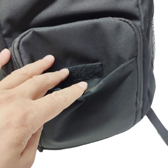 Yatay Fermuarlı Detaylı Spor Model Sırt Çantası Siyah Renk - 5