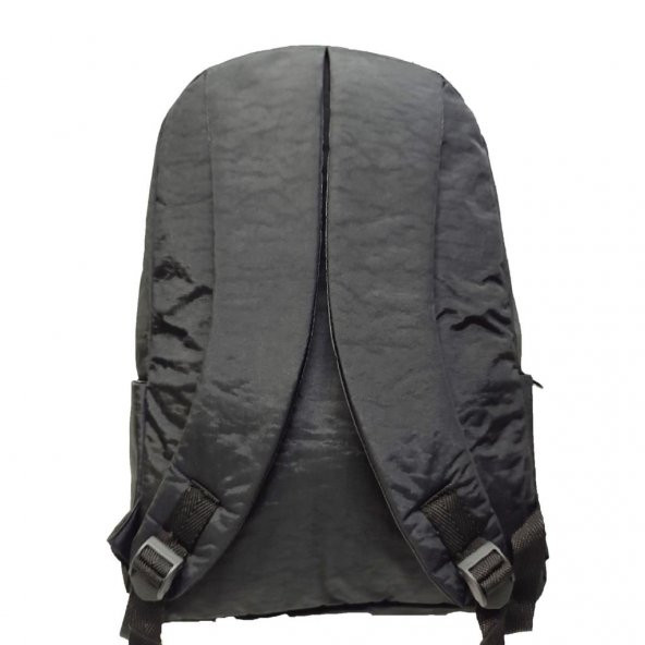 Yatay Fermuar Detaylı Krinkıl Kumaş Sırt Çantası Siyah Renk - 5