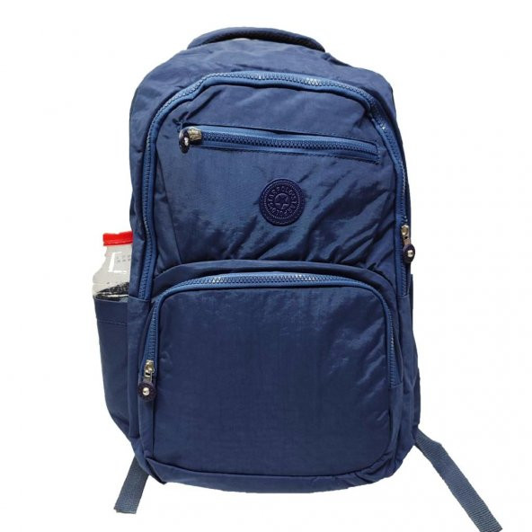 Yatay Fermuar Detaylı Krinkıl Kumaş Sırt Çantası Lacivert Renk