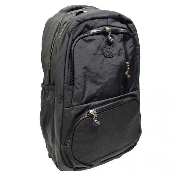 Dikey Fermuarlı Model Krinkıl Kumaş Sırt Çantası Siyah Renk - 2