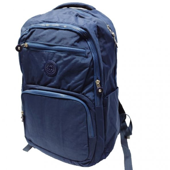 Yatay Fermuar Detaylı Krinkıl Kumaş Sırt Çantası Lacivert Renk - 3