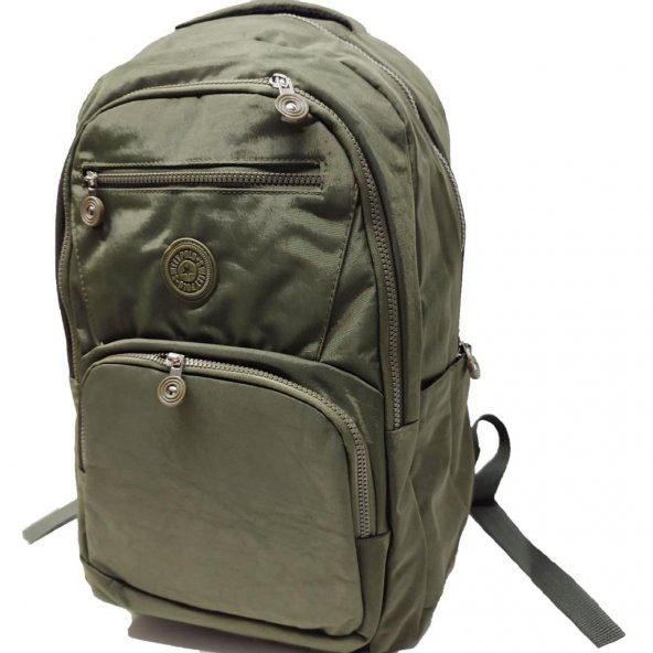 Yatay Fermuar Detaylı Krinkıl Kumaş Sırt Çantası Haki Renk - 4