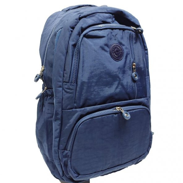 Dikey Fermuarlı Model Krinkıl Kumaş Sırt Çantası Lacivert Renk - 2