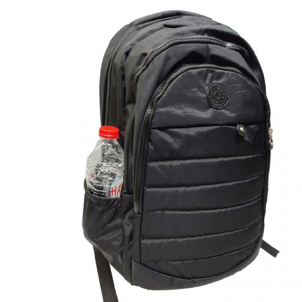 Dikiş Detaylı Krinkıl Kumaş Sırt Çantası Siyah Renk - 2