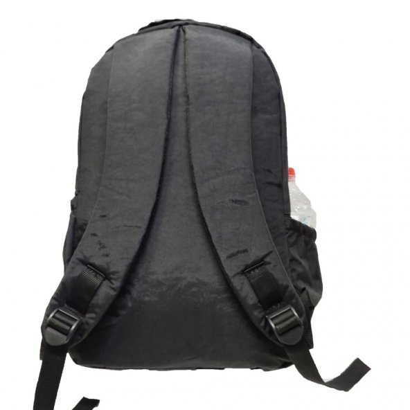 Dikiş Detaylı Krinkıl Kumaş Sırt Çantası Siyah Renk - 5