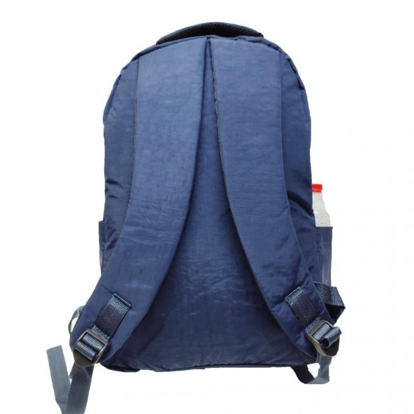 Yatay Fermuar Detaylı Krinkıl Kumaş Sırt Çantası Lacivert Renk - 5