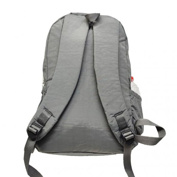 Dikiş Detaylı Krinkıl Kumaş Sırt Çantası Gri Renk - 5