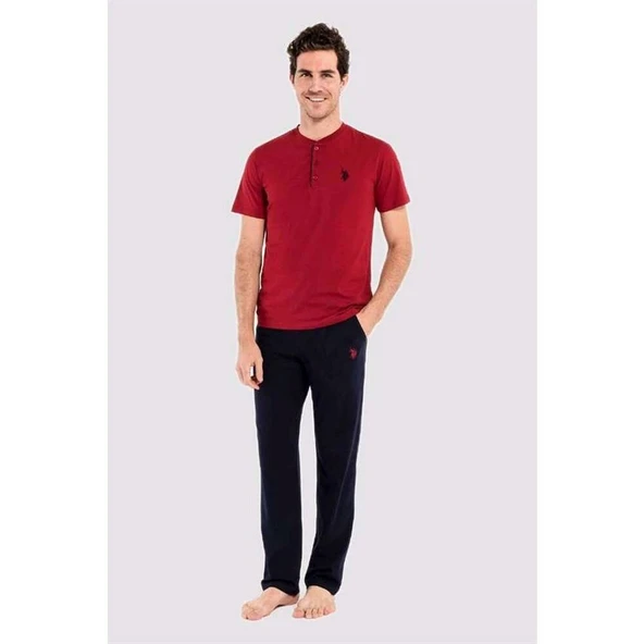 U.S. Polo Assn Erkek 3lü Pijama Takımı Bordo - 3