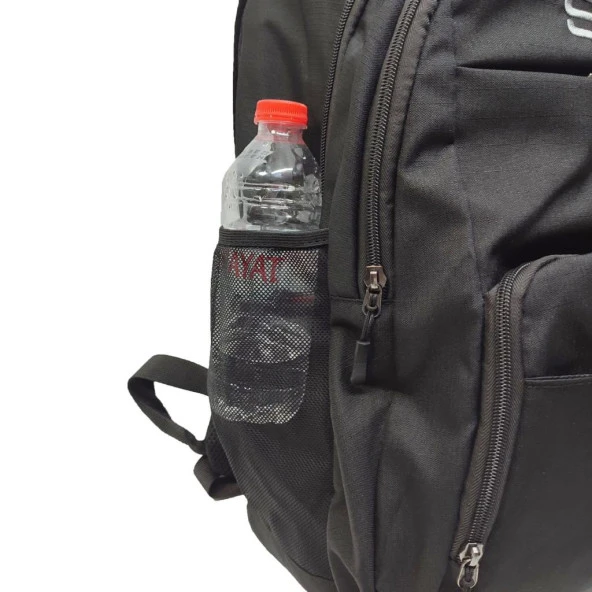 Yatay Fermuarlı Detaylı Spor Model Sırt Çantası Siyah Renk - 8