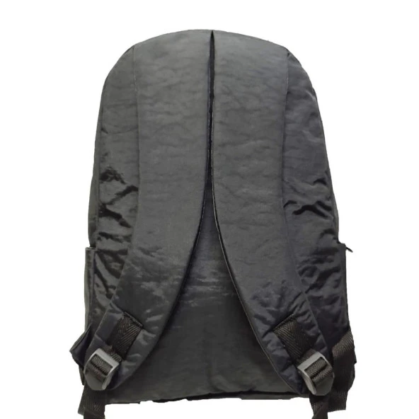 Yatay Fermuar Detaylı Krinkıl Kumaş Sırt Çantası Siyah Renk - 9