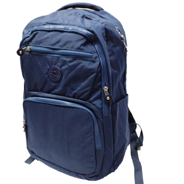 Yatay Fermuar Detaylı Krinkıl Kumaş Sırt Çantası Lacivert Renk - 12