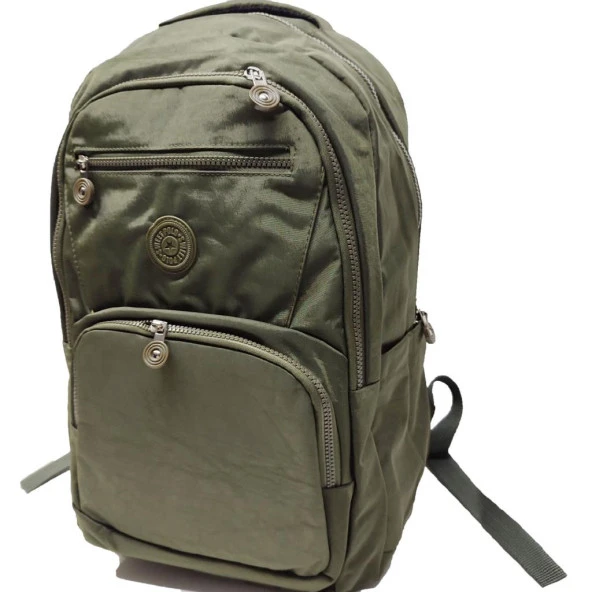 Yatay Fermuar Detaylı Krinkıl Kumaş Sırt Çantası Haki Renk - 9