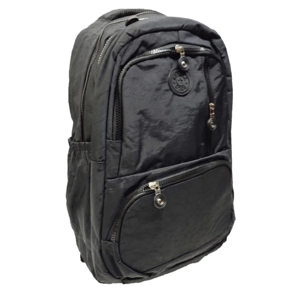 Dikey Fermuarlı Model Krinkıl Kumaş Sırt Çantası Siyah Renk - 10