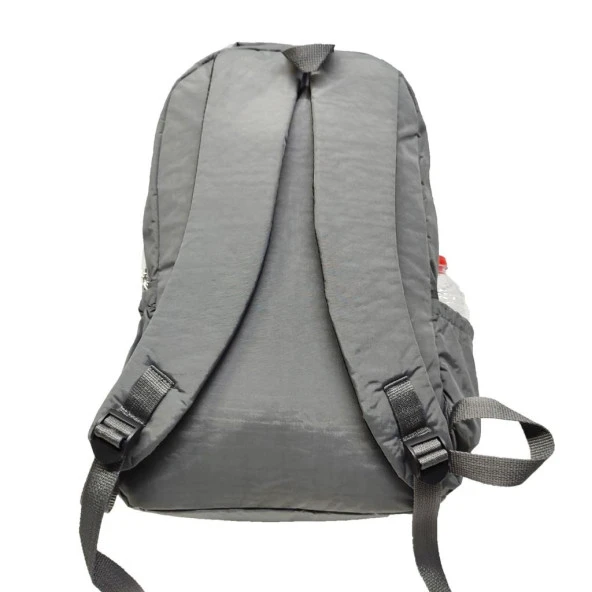 Dikiş Detaylı Krinkıl Kumaş Sırt Çantası Gri Renk - 10