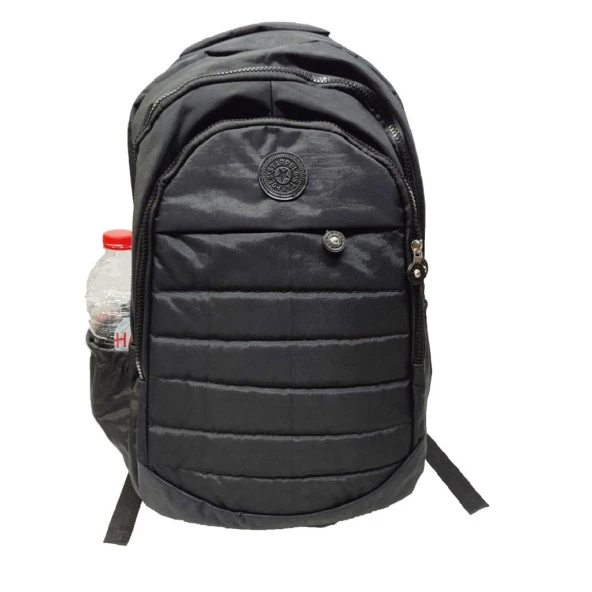 Dikiş Detaylı Krinkıl Kumaş Sırt Çantası Siyah Renk - 11